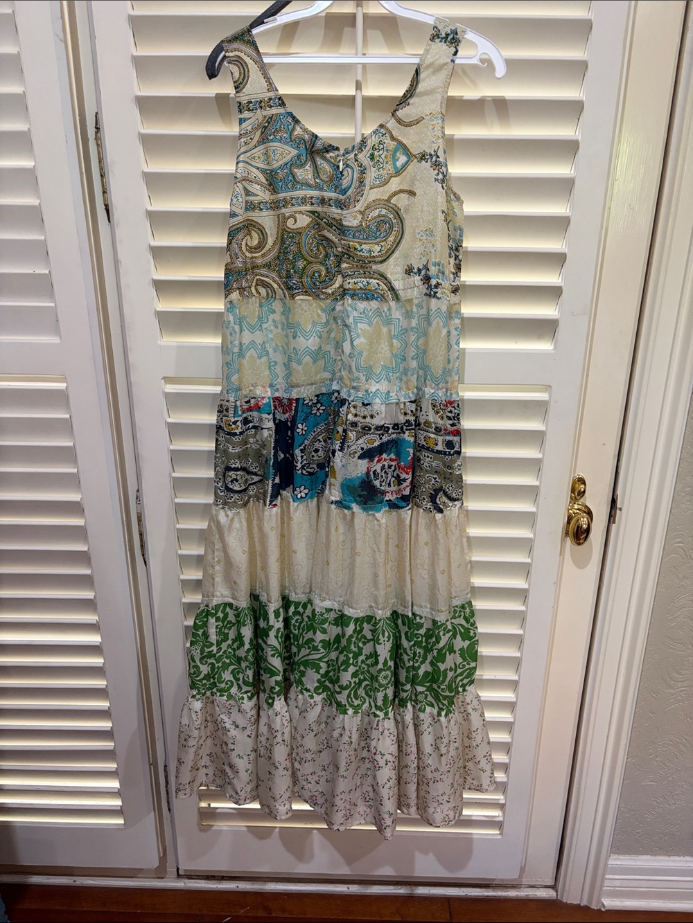 Chan Luu Cream Dress with Aqua and Green Floral Print. Size small.NWT - Picture 2 of 6